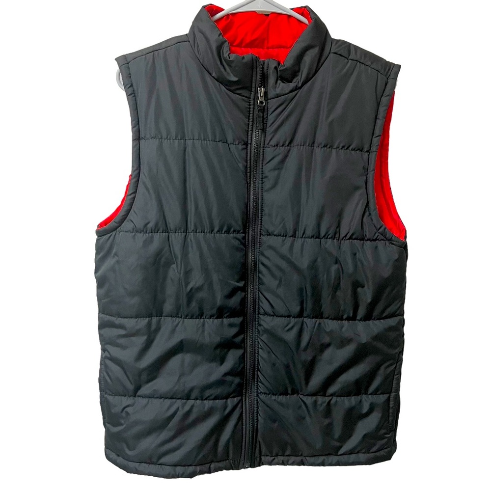 Zelo’s Boys Black Red Mock Neck Sleeveless Full Zip Puffer Vest XL Boys 18-20